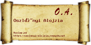 Oszlányi Alojzia névjegykártya